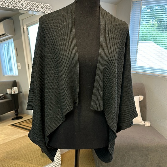 Anthropologie Sweaters - ANTHROPOLOGIE PURE GOOD Heathered Gray Ribbed Wrap Cardigan Sweater O/S no size